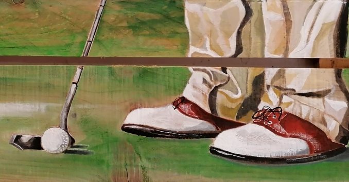 peinture de golfeur sur palette par Gilles Lavie Artiste