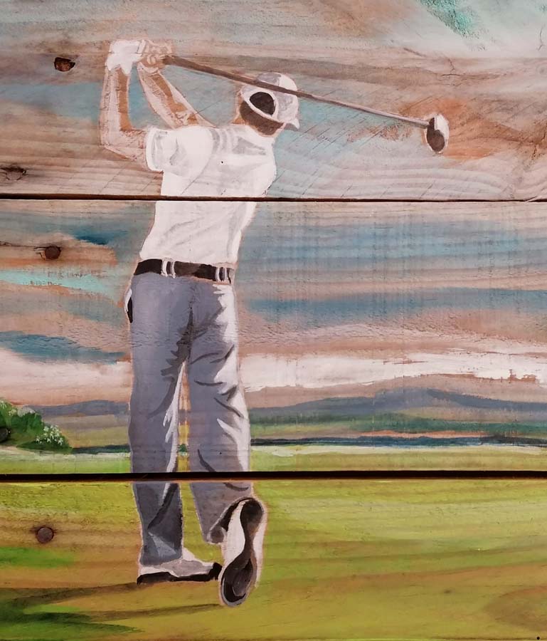 palette peinte golfeur Gilles Lavie