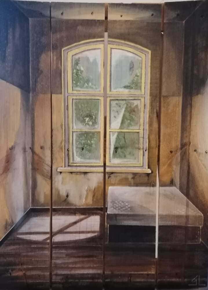 Chambre - palette peinte de Gilles Lavie Artiste