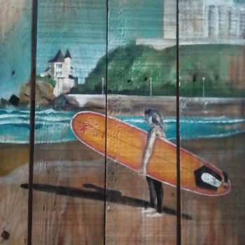 Surfeuse à Biarritz (Gilles Lavie, peintre)