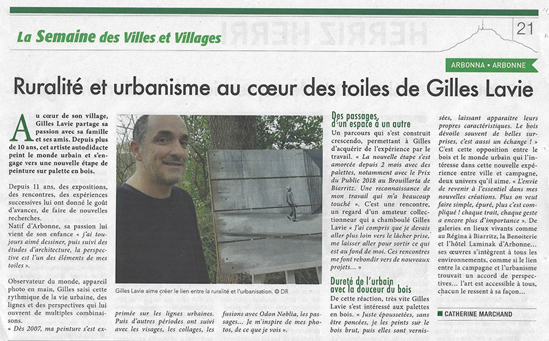 Article du Journal La semaine du 11 janvier 2019, Gilles Lavie