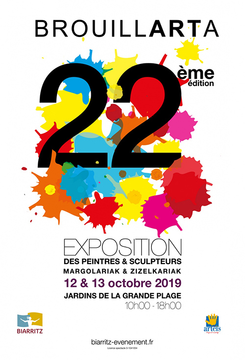 Affiche de l'exposition Brouillarta 2019 à Biarritz dans les jardins de la Grande Plage