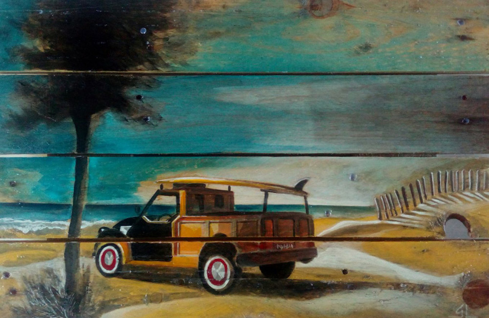 Jeep de surfeur par Gilles Lavie, artiste peintre