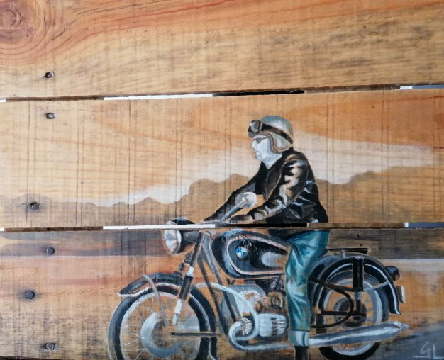 Peinture d'un motard par Gilles Lavie