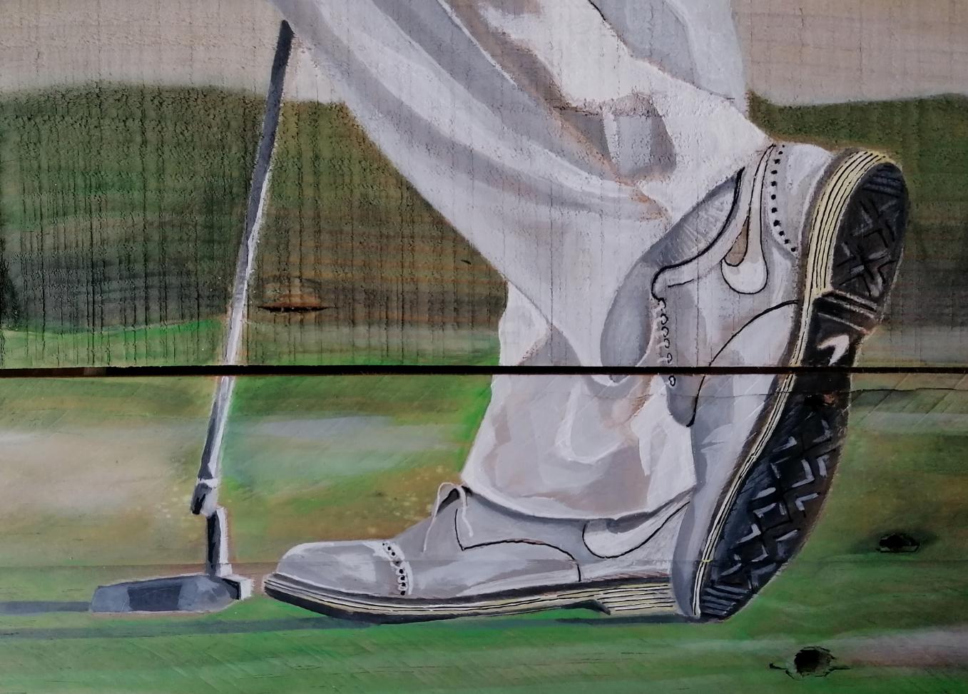 peinture de golfeur sur palette par Gilles Lavie Artiste