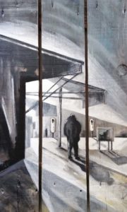 tableau sur palette de Gilles Lavie - le marché série Urbaines