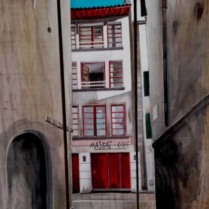 tableau sur palette de Gilles Lavie - Rues de Bayonnes