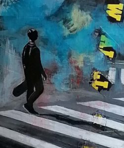 Peinture sur skate par Gilles Lavie, peintre urbain du Pays Basque