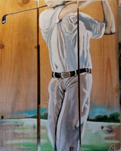 peinture de golfeur sur palette par Gilles Lavie Artiste