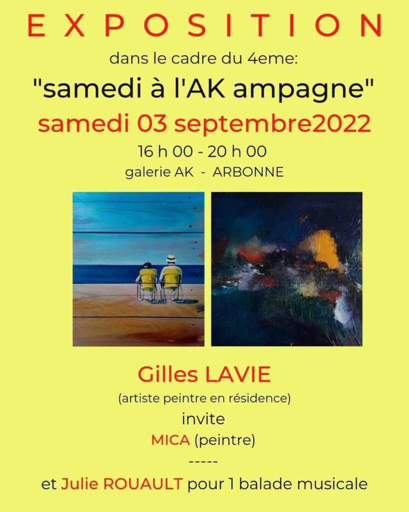 Affiche de la 4ème édition samedi à l'AKampagne de Gilles Lavie à la galerie des chambres d'hôtes Antzika à Arbonne