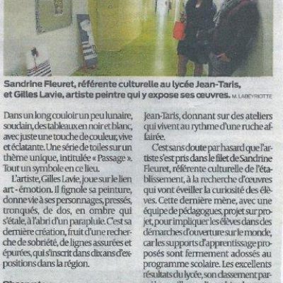 Article sur l'exposition des oeuvres de Gilles Lavie dans les couloirs du lycée de Peyrehorade